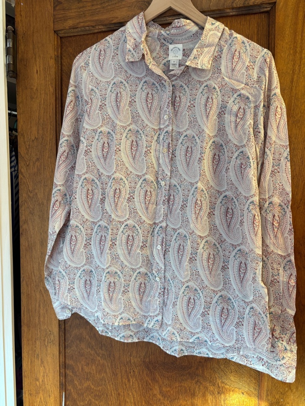 J. Crew Pink Paisley Long-Sleeve Button-Down Perfect Shirt